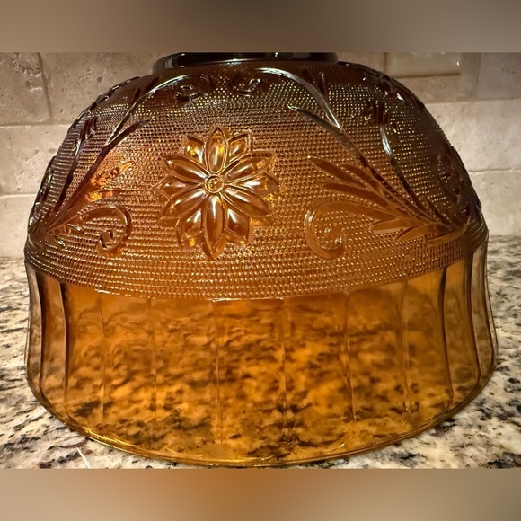Indiana Glass / Tiara Vintage Amber Punch Bowl. 13”X 7” and 7 cups. - Picture 5 of 10